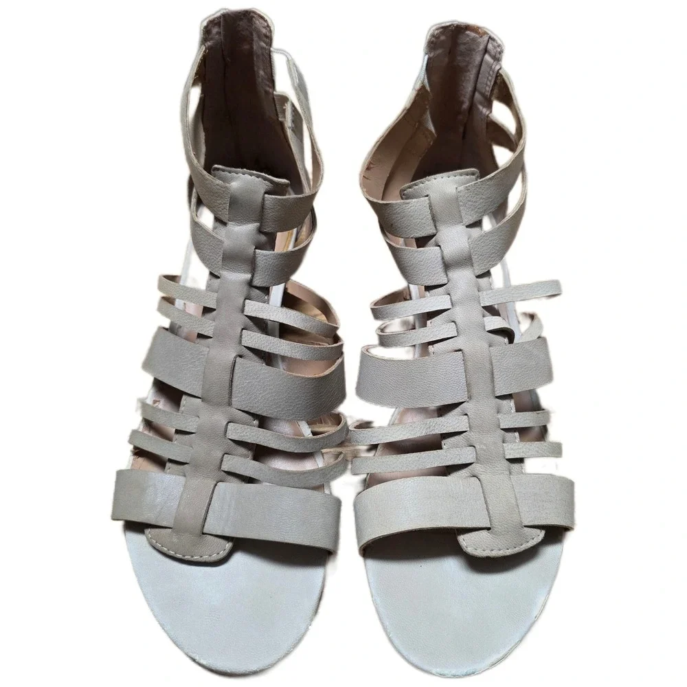 Franco‎ Sarto Uzeta Gladiator Wedge Sandals Women's Size 7.5 Beige Leather